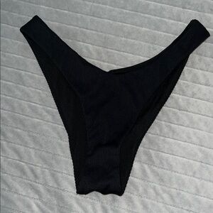 Aerie Black Ribbed Cheeky Bikini Bottom